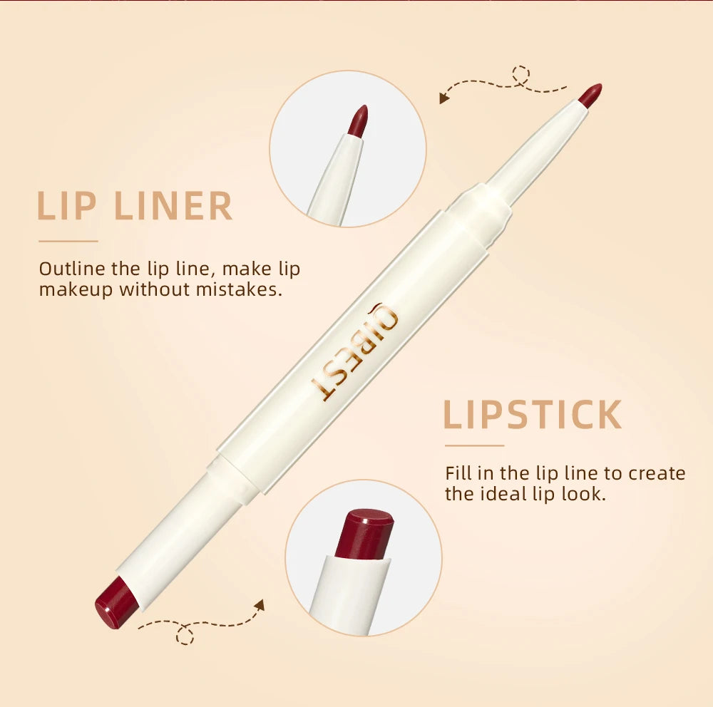 8 Color 2 IN 1 Lip Liner Pencil Waterproof Matte Lipstick Makeup Set Long Lasting Moisture Cosmetic Velvet Sexy Red Lipstick Pen
