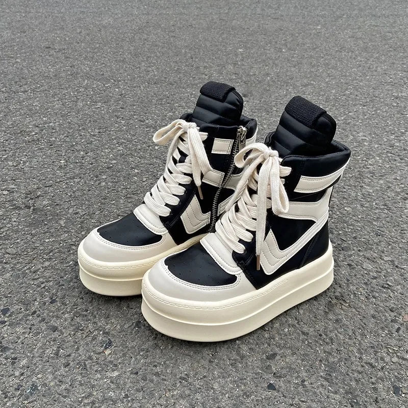 Luxury Trainers Casual Shoes Men High Top Brown Suede Genuine Leather Women Flat Geobasket Ro Lace Up Sneakers Zip Ankle Boots