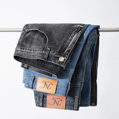 Fashion Men's Straight Denim Shorts Summer Thin Elastic Casual Bermuda Jeans Breathable Fabric Male Clothes Boardshorts