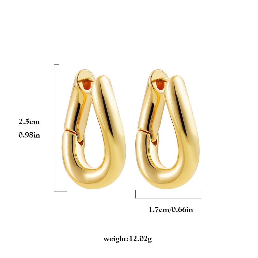 Punk Gold Color Twist Round Piercing Hoop Earrings Female Luxury CZ Crystal Geometric Ear Buckle Huggie Earrings Women Jewelry