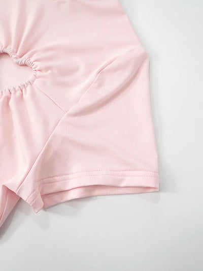 Love Hollow Out Short Sleeve Mini Dress Pink White Black Casual Dresses Womens Summer Clothes N85-BD16