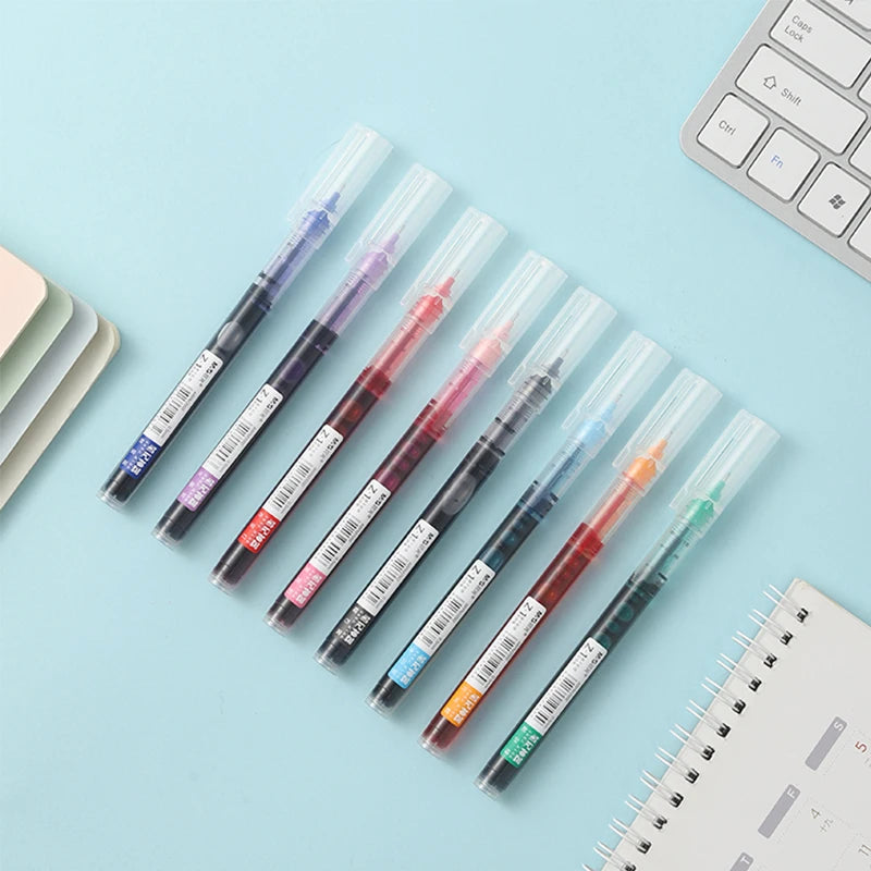 6pcs Color Gel Pen 0.5mm Black Glacier Blue Orange Purple Blue Green Pink Red Quick-drying Ink DIY Aesthetic Stationery supplies