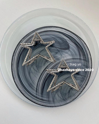 Y2g Sexy Ins Niche Style Sweet Cool Five-Pointed Star High Ponytail Back Head Metal Grip Shark Clip Hairware Hair Accessories