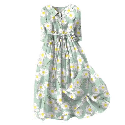 Women Korean Style Dresses Lace Up High Waist Shirt Midi Dress Summer Half Sleeve Trendy A Line Dress Streetwear Y2k Clothing