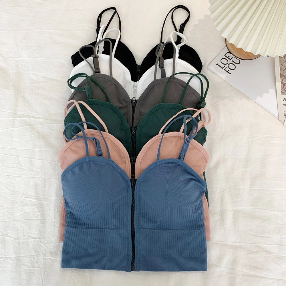 Zipper Front Crop Top