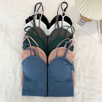 Zipper Front Crop Top