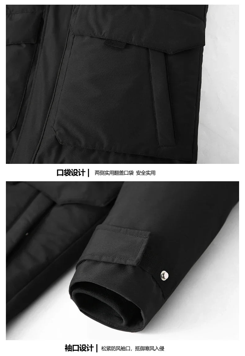 Fashion Parkas Male Casual Warm Down Jackets New Winter Mens Hooded Fur Collar Duck Down Coats High Quality Waterproof Coats