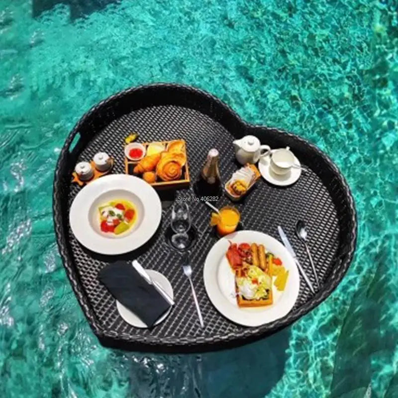 Bali Rattan Tray Swimming Pool Floating Rattan Tray Breakfast Afternoon Tea Dinner Plate Hotel Rattan Basket