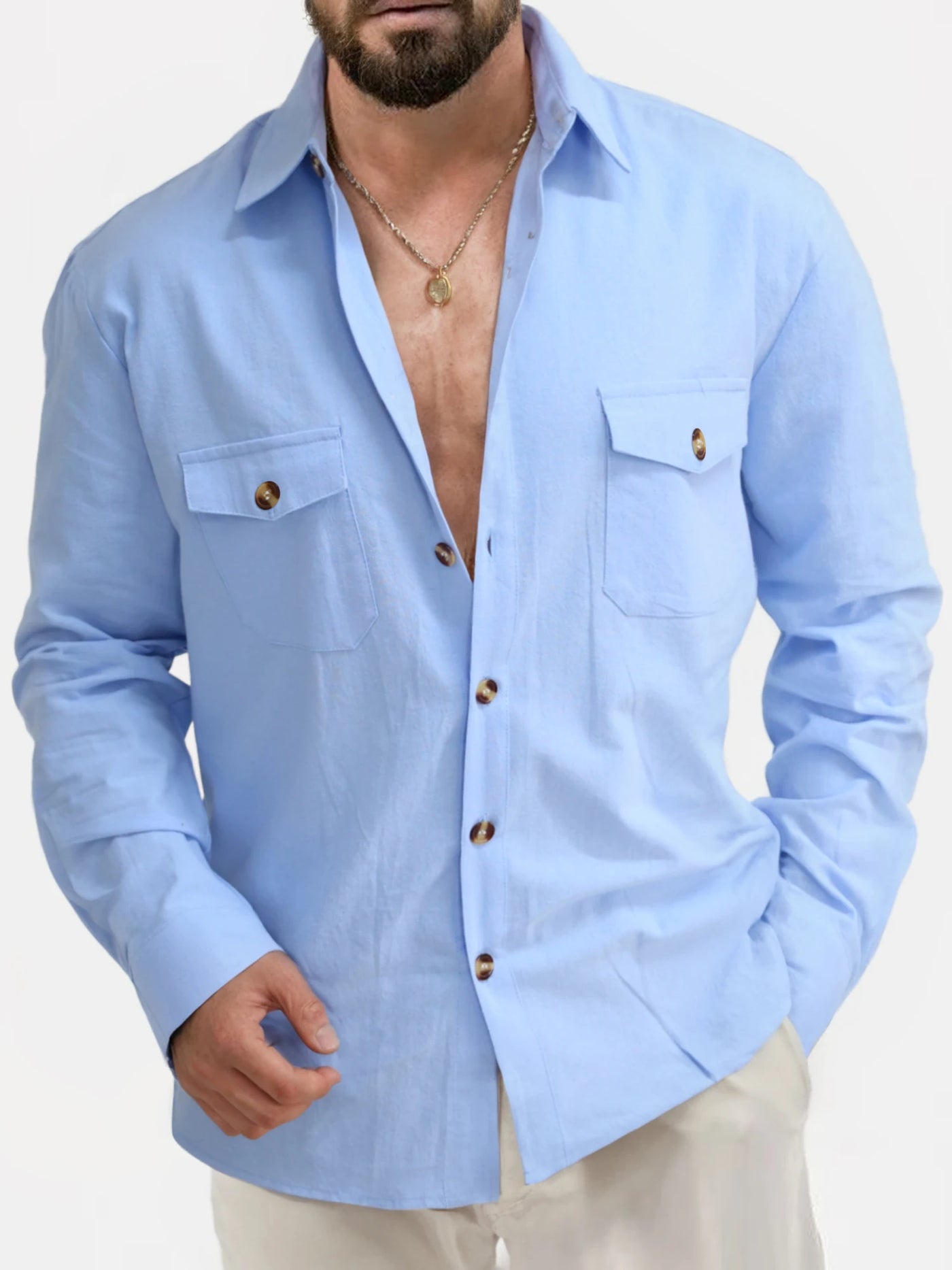 Men's Cotton Linen Shirts Turn Down Collar Solid Hawaiian Shirt Lightweight Breathable White Shirt Casual Large Size Streetwear