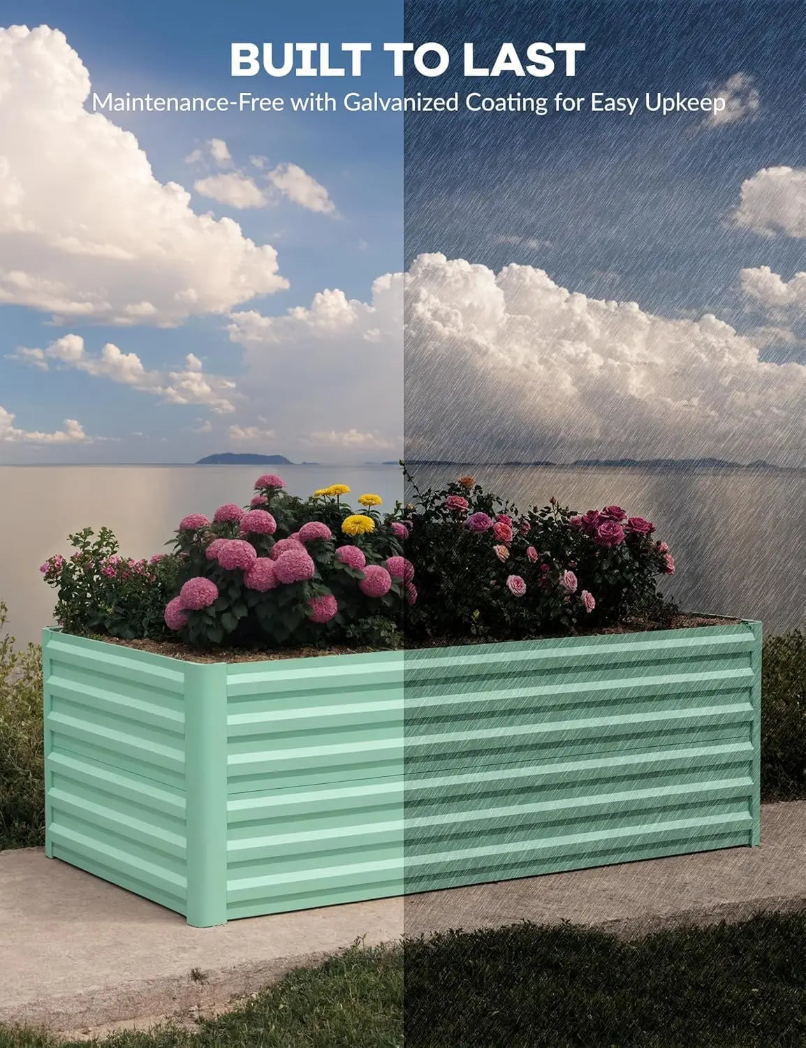 6x3x2 8x4x2ft Galvanized Raised Garden Bed Deep Root Planter Box for Vegetables Flowers Herbs-Large Metal Raised Garden Bed Kit
