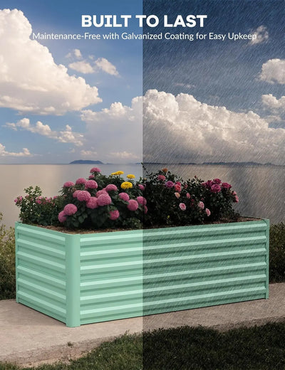 6x3x2 8x4x2ft Galvanized Raised Garden Bed Deep Root Planter Box for Vegetables Flowers Herbs-Large Metal Raised Garden Bed Kit
