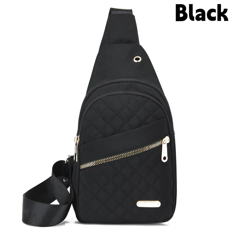 Women Chest Bag Simple Ladies Crossbody Bag Small Sling Backpack Fashion Large Capacity Waterproof Sling Bag with Headphone Jack