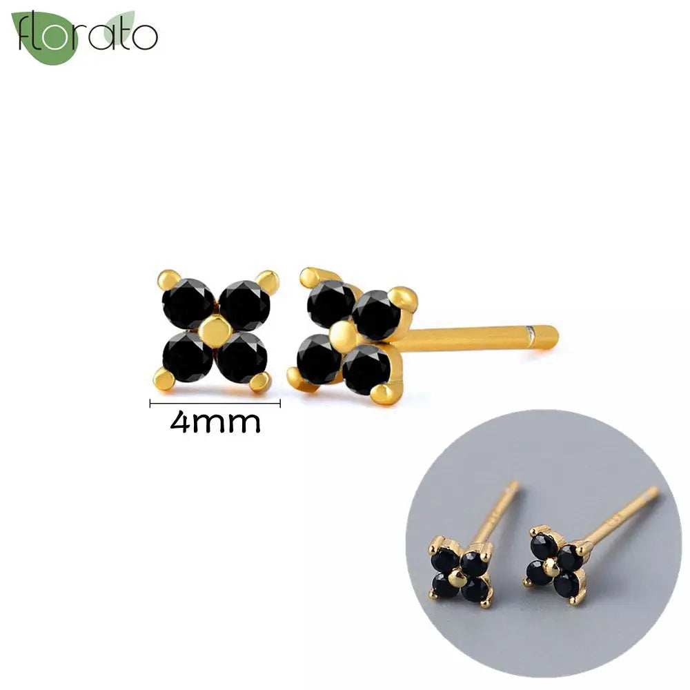 925 Sterling Silver Needle Fashion Round Pendant Small Earrings Luxury Gold Hoop Earrings for Women Premium Black Jewelry Gifts