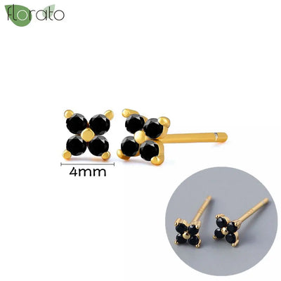 925 Sterling Silver Needle Fashion Round Pendant Small Earrings Luxury Gold Hoop Earrings for Women Premium Black Jewelry Gifts