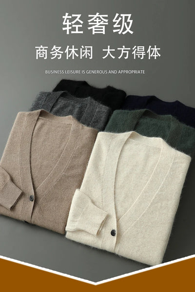 Women's Plus size Autumn Winter New Cardigan V-Neck Top 100% Mink Cashmere Knitted Sweater Casual Loose Large Long Sleeved Tops