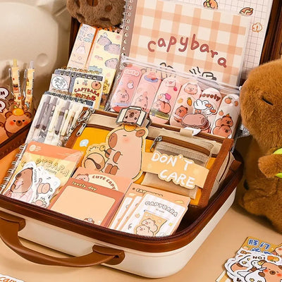 Large Capacity Gift Box Capybara Stationery Set Pencil Case Abundant Back-to-school Gift Kit Cute School Supplies for Students