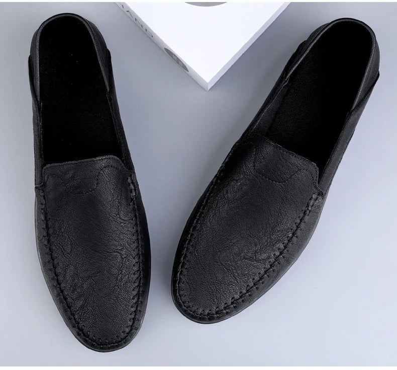 2023 Genuine Leather Mens Loafers Moccasins Shoes Designer Men Casual Handmade Formal Slip on Male Boat Shoes Zapatillas Hombre