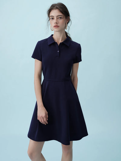 ZIQIAO 2025 Summer Women's Polo Mini Dress - Waist-Defining Silhouette & Breathable Textured Fabric Casual Dresses 25ZQ92190