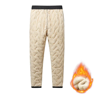 Winter Zip Pockets Thicken Fleece Sweatpants Men Jogger Black  Down Sport Warm Pants Male Water Proof Thermal Trousers