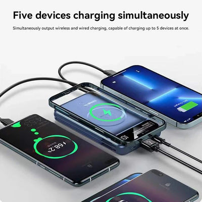 Xiaomi Emergency 50000mah Wireless Charging Power Bank Magnetic Charging Built-in Wire Mobile Phone Battery For IPhone Magsafe