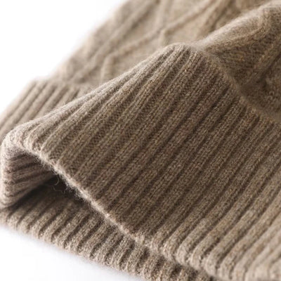 100%Pure Cashmere Women's Winter Hat 2023 Warm Wool Soft Beanie Bonnet y2k Rhombus Luxury Beanies For Lady Knitted Skullies Cap