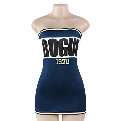 European and American foreign trade 2024 summer new fashion letter printing tube top sexy short slim dress