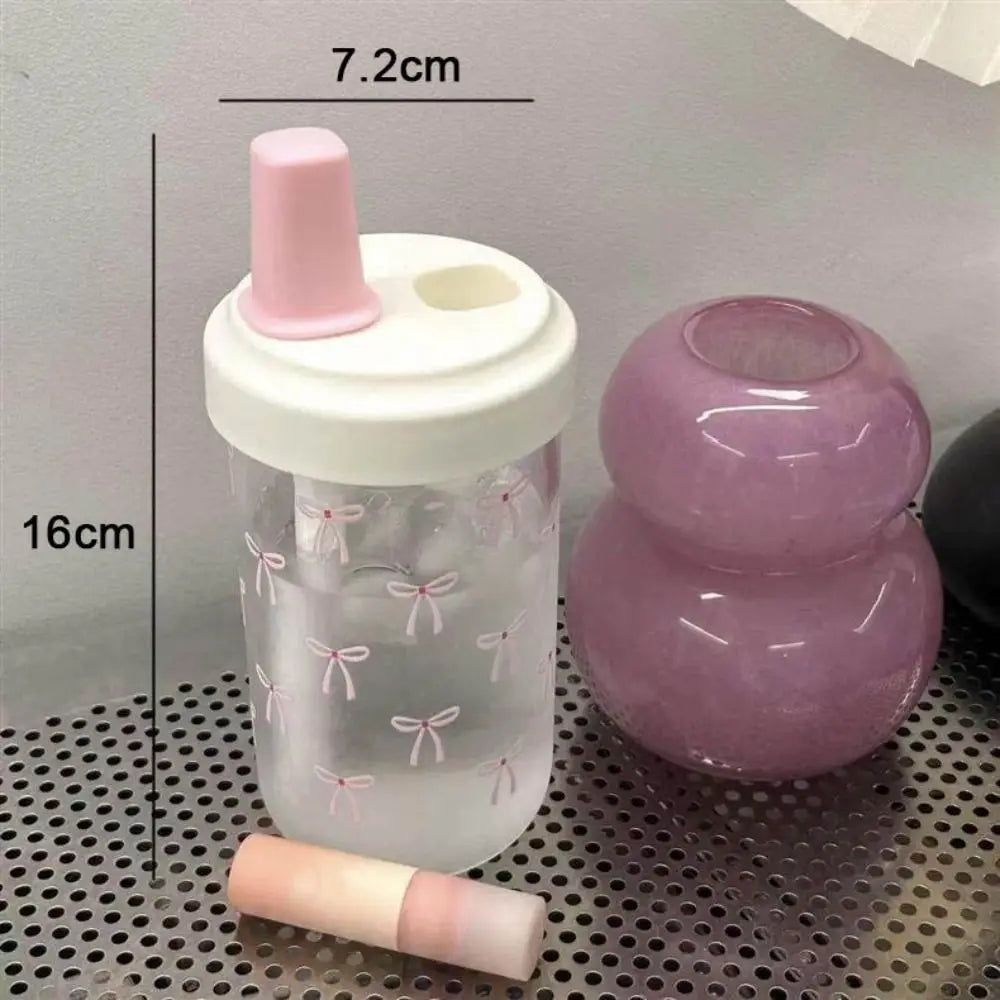 Portable 500ml Straw Cup Plastic Bowknot Cup With Lid Straw Large Capacity Water Bottle Juice Milk