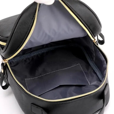 Travel Backpack Women Rucksack Teenagers 2023 Student School Bags for Girls Cartoon Cat PU Leather Satchel Black Shoulder Bag