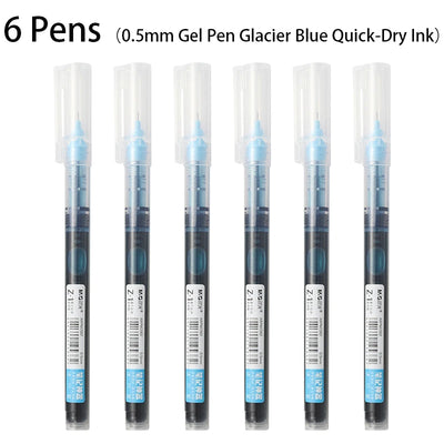 6pcs Color Gel Pen 0.5mm Black Glacier Blue Orange Purple Blue Green Pink Red Quick-drying Ink DIY Aesthetic Stationery supplies