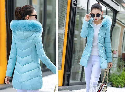 2024 New Women Parkas Big Fur Winter Parkas Hooded Long Down Cotton Jacket Female Coat Thick Warm Winter