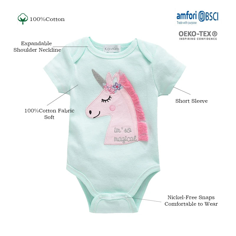 3 Pcs/set Baby Girls Rompers Elephant Cute Print Girls Bodysuit Pink Summer Short Sleeve Jumpsuit 100% Cotton Soft Baby Clothes
