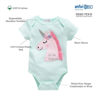3 Pcs/set Baby Girls Rompers Elephant Cute Print Girls Bodysuit Pink Summer Short Sleeve Jumpsuit 100% Cotton Soft Baby Clothes