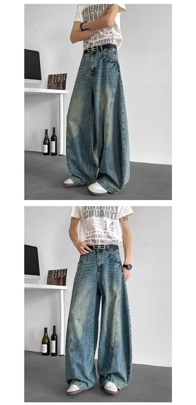 Men Baggy Jeans Wide Leg Unisex Streetwear Hip Hop Dance Pants Loose Fit Trousers Oversized Urban Jogger Street Dance Clothing