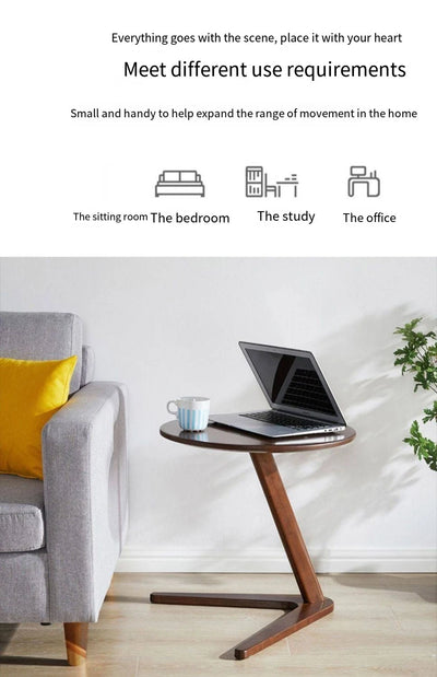 Nordic Style Solid Wood Side Table Sofa Side Table Living Room Small Coffee Table for Small Spaces Bedroom Rustic Walnut