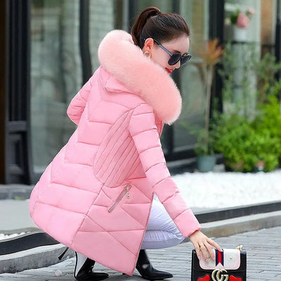 2024 New Women Parkas Big Fur Winter Parkas Hooded Long Down Cotton Jacket Female Coat Thick Warm Winter