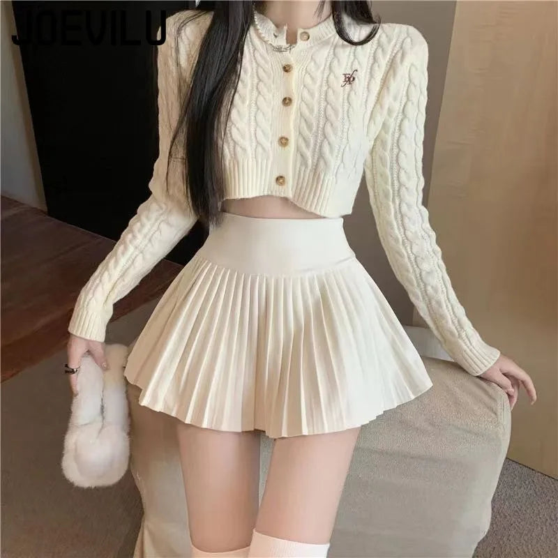 Women's High Waist Pleated Mini Skirt Summer A-Line White Anti Slip Design Skirt for Petite Figure Flattering Y2k Kawaii Skirts