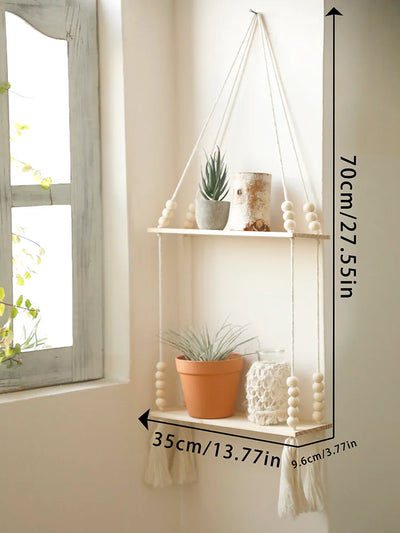 Wooden Storage Rack Wall Hanging Shelves Plant Floating Wall Shelf Rustic Wood Shelves Bedroom Living Room Home Decorations Gift