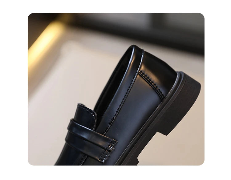 Girls Loafers Round-toe Children Fashion Princess Leather Shoes for Party Wedding Boys Kids Uniform School Shoes Soft All Match