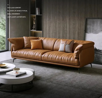 Modern Minimalist Living Room Leather Sofa  Apartment Furniture Set Combination Wtih Customzied Color