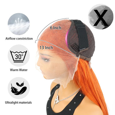 350 Ginger Orange 13x4 HD Lace Front Human Hair Wigs Brazilian Bone Straight Transparent Lace Frontal Wig Human Hair