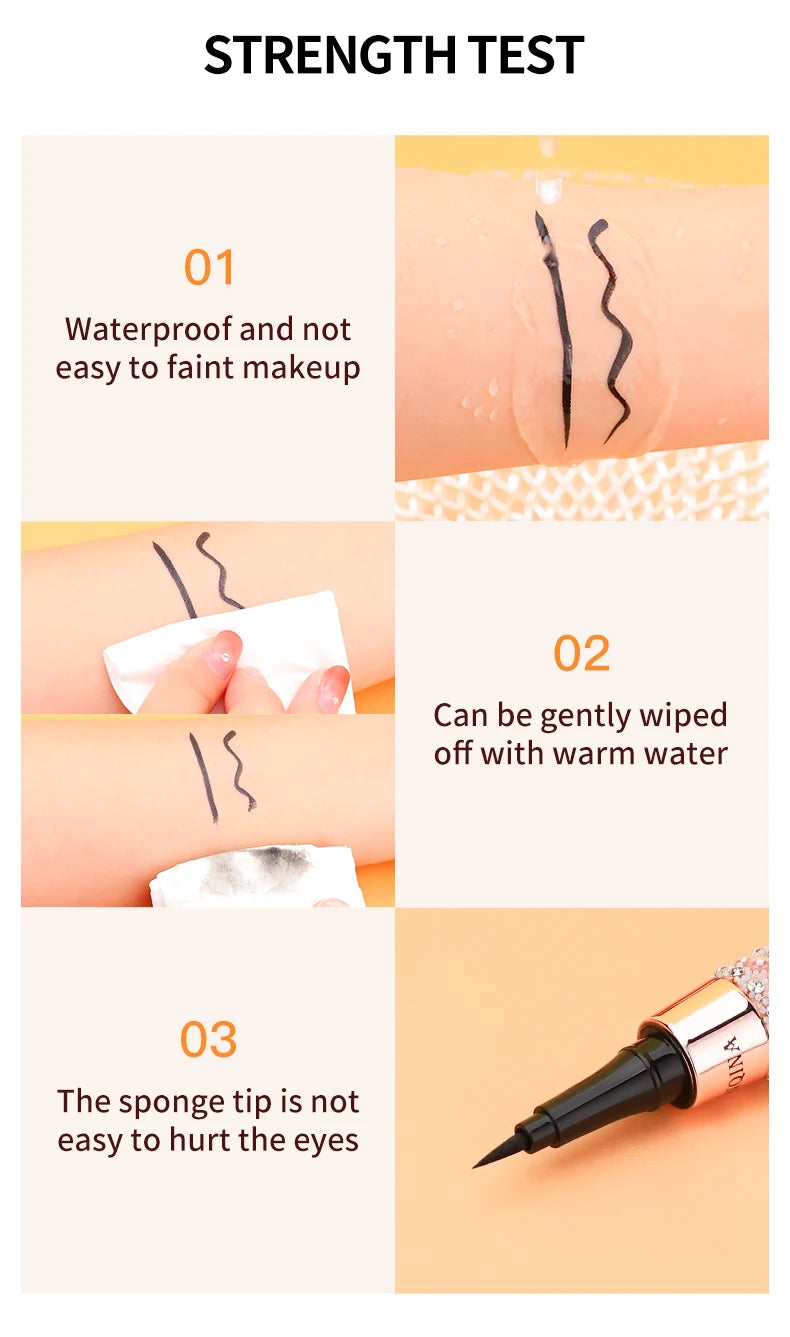 Precision Liquid Eyeliner Pen - Long-lasting, Waterproof, Transfer-proof, Quick-Dry Black Eyeliner with Sparkling Design