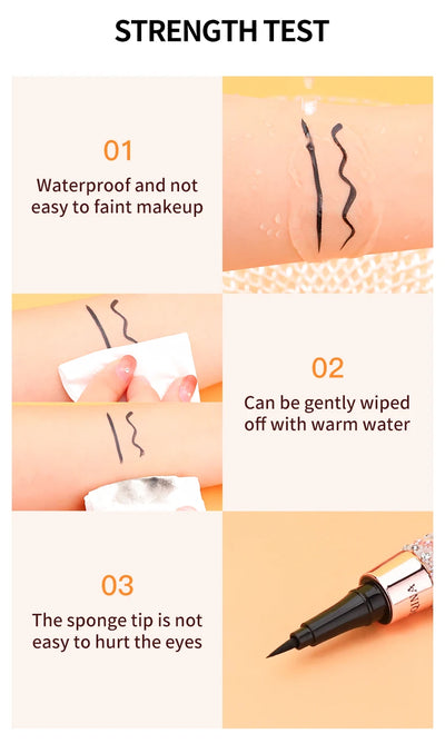 Precision Liquid Eyeliner Pen - Long-lasting, Waterproof, Transfer-proof, Quick-Dry Black Eyeliner with Sparkling Design