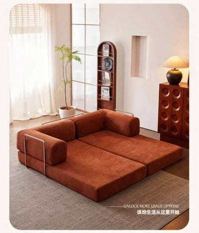 Italian Compressed Soft Sofa Convenient Minimalist Retro Corduroy Sofa Bed Foldable Washable Customizable for Living Room