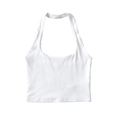 Sexy Women Crop Top 2023 Summer Double Halter Tops Sleeveless Tanks