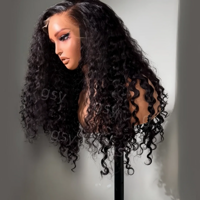 26'' 180Density Lace Front Wig Natural Black Soft Long Kinky Curly Glueless For Women Daily Preplucked Heat Resistant BabyHair