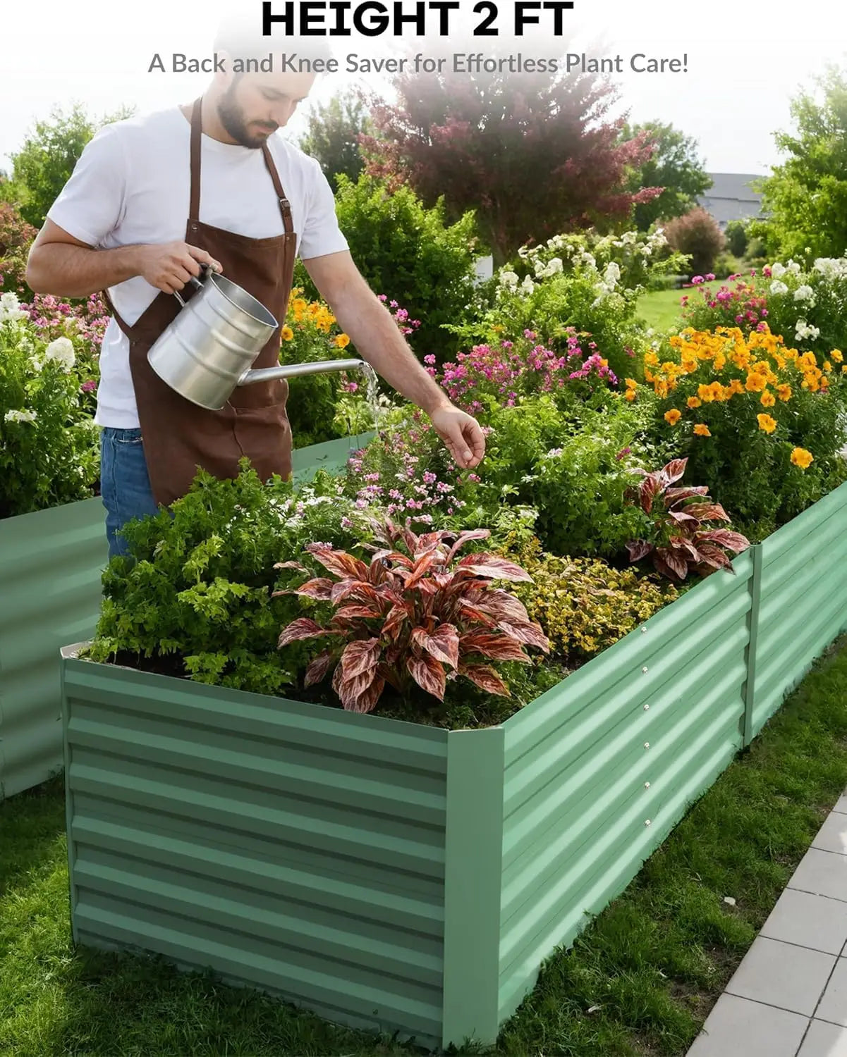 6x3x2 8x4x2ft Galvanized Raised Garden Bed Deep Root Planter Box for Vegetables Flowers Herbs-Large Metal Raised Garden Bed Kit
