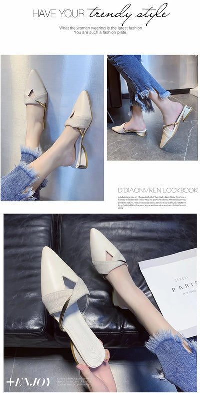 Brand Elegant Heels Summer Women's Shoes Woman Sandals Leisure Slippers Comfortable Open Toe Slip-On Slides