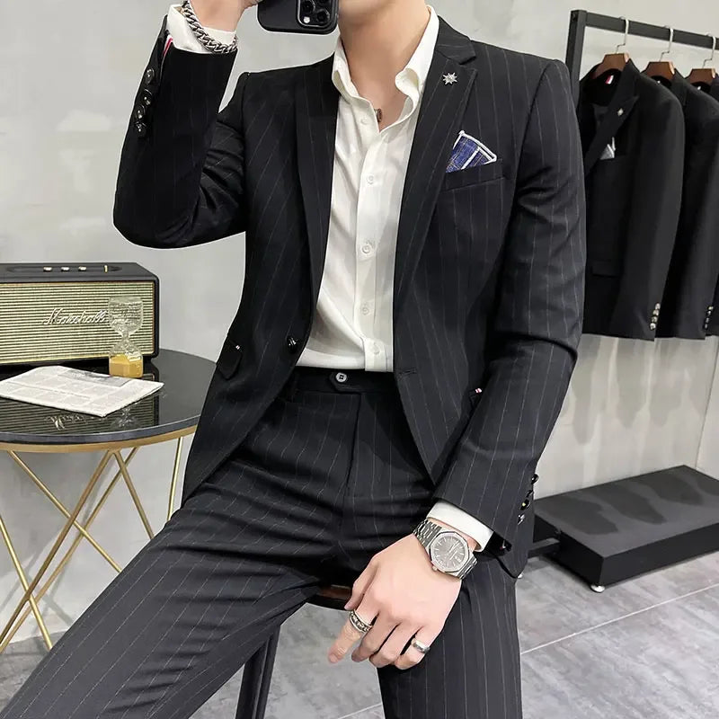 High-Quality Two-Piece Groom Wedding Suit Business Casual Banquet Costume for Men Luxury Ensemble with Trousers