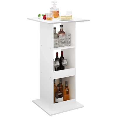 WOLTU 1PC Bar Table Bistro Square Counter Table with 3 Shelves Side Cabinet Drink Stand for Pub Kitchen Dining Room Living Room