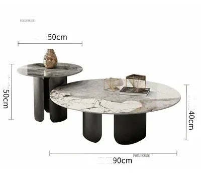 Light Luxury Italian Coffee Tables for Living Room Small Round Rock Slab Designer Table Minimalist Smooth Side Table for Office